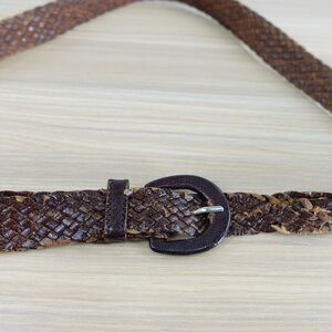 VINTAGE Braided Belt Womens‎ Size XS Brown Leather Distressed Retro Handcrafted